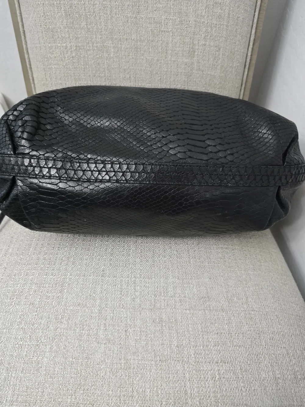 RARE Henri Bendel Python Embossed Leather Drawstring Hobo Bag - EUC